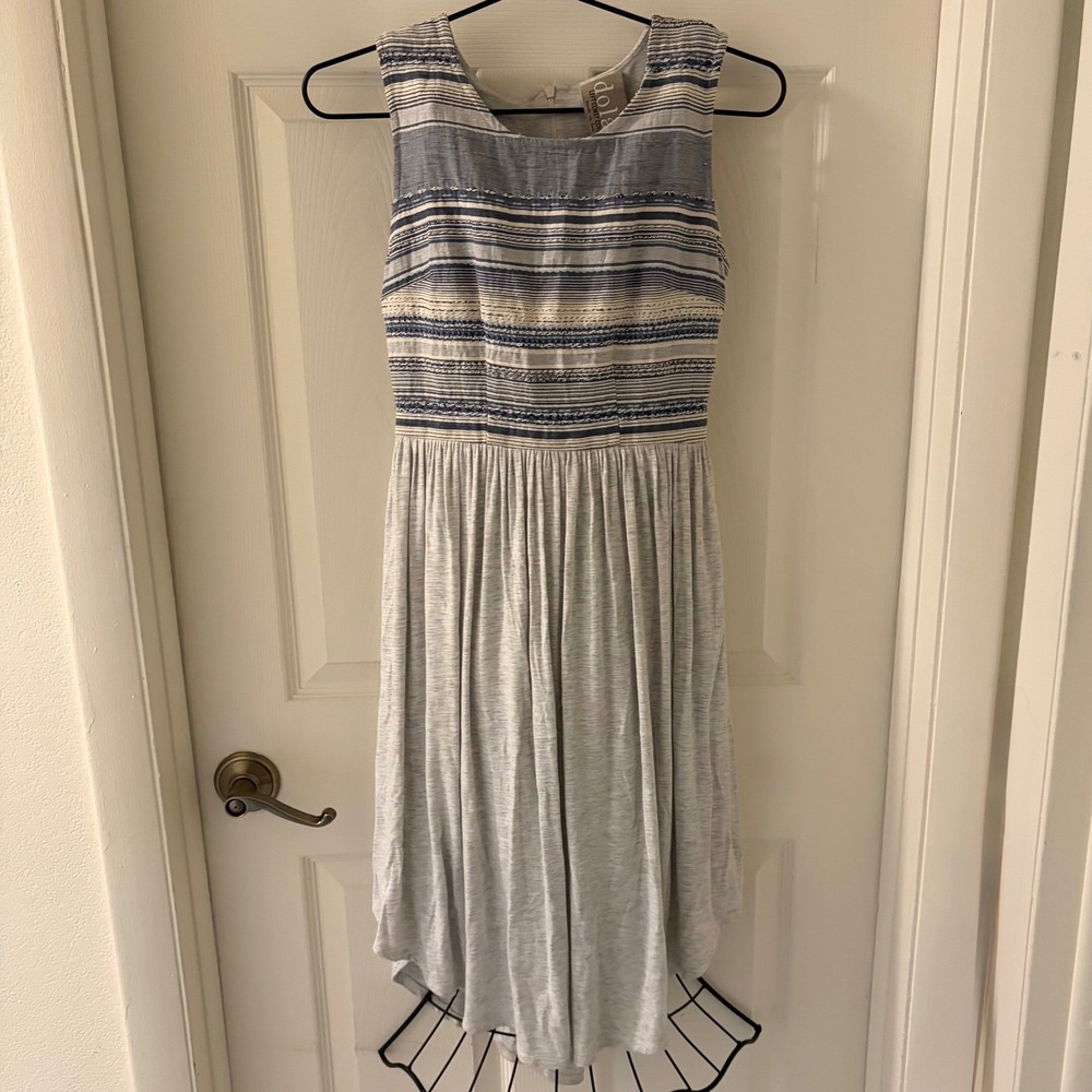 Dolan Left Coast Collection Gray Blue Striped Sleeveless Maxi Dress XS
